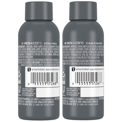 Dove Men+Care Body & Face Wash Variety 2-Pack – Extra Fresh + Clean Comfort, Travel Essentials, 3 oz Each