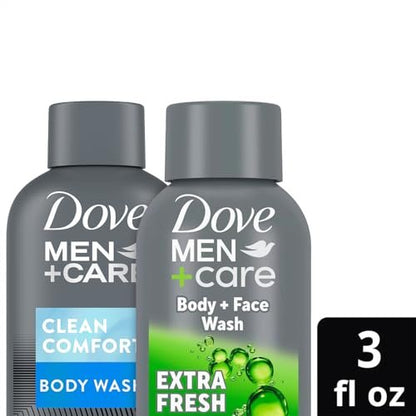 Dove Men+Care Body & Face Wash Variety 2-Pack – Extra Fresh + Clean Comfort, Travel Essentials, 3 oz Each