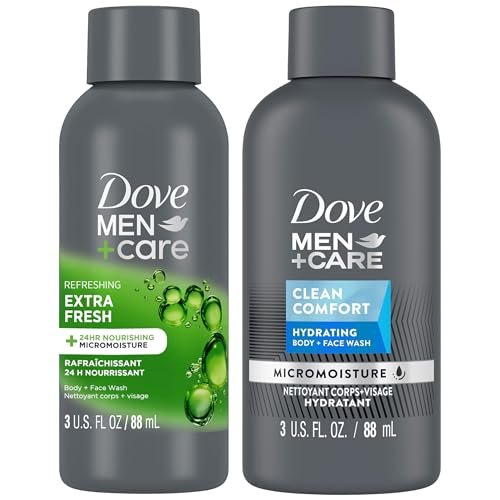 Dove Men+Care Body & Face Wash Variety 2-Pack – Extra Fresh + Clean Comfort, Travel Essentials, 3 oz Each - görsel 1
