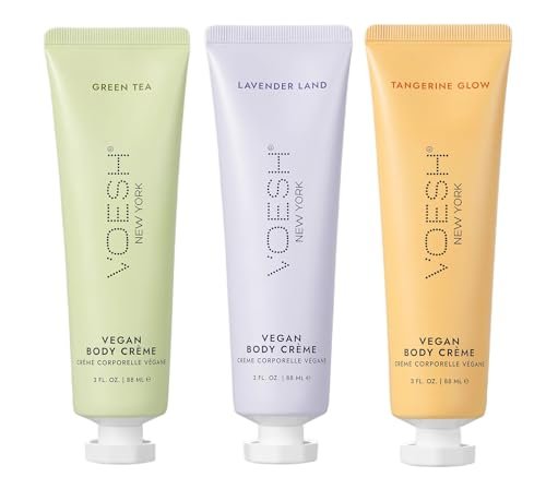 VOESH Vegan Body Creme Trio - Moisturizing Skincare Gift Set with Green Tea, Lavender & Tangerine Avelisse