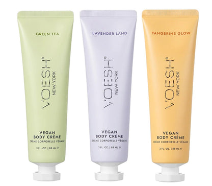 VOESH Vegan Body Creme Trio - Moisturizing Skincare Gift Set with Green Tea, Lavender & Tangerine Avelisse