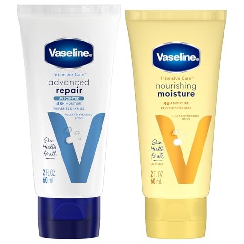 Vaseline Intensive Care Lotion Bundle – Advanced Repair Unscented & Nourishing Moisture for Extremely Dry Skin, 2 oz Each (2-Piece Set) - görsel 2