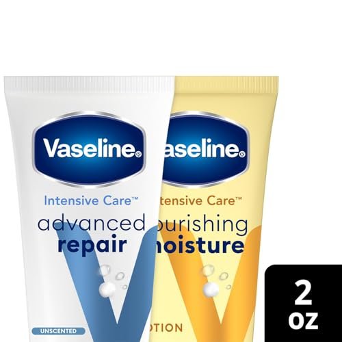 Vaseline Intensive Care Lotion Bundle – Advanced Repair Unscented & Nourishing Moisture for Extremely Dry Skin, 2 oz Each (2-Piece Set) - görsel 6