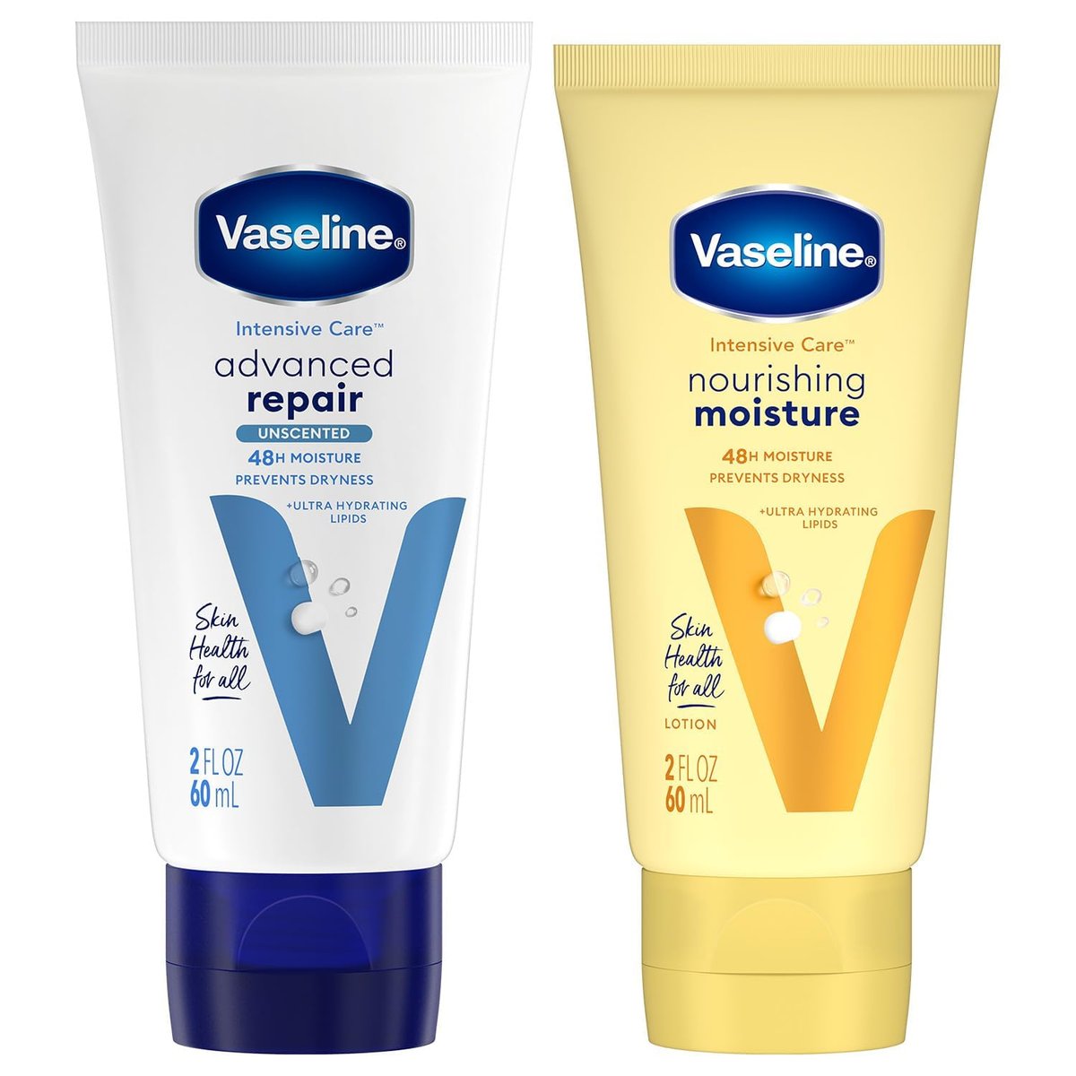 Vaseline Intensive Care Lotion Bundle – Advanced Repair Unscented & Nourishing Moisture for Extremely Dry Skin, 2 oz Each (2-Piece Set) - görsel 1