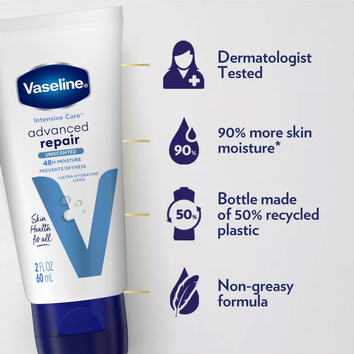 Vaseline Intensive Care Lotion Bundle – Advanced Repair Unscented & Nourishing Moisture for Extremely Dry Skin, 2 oz Each (2-Piece Set) - görsel 13
