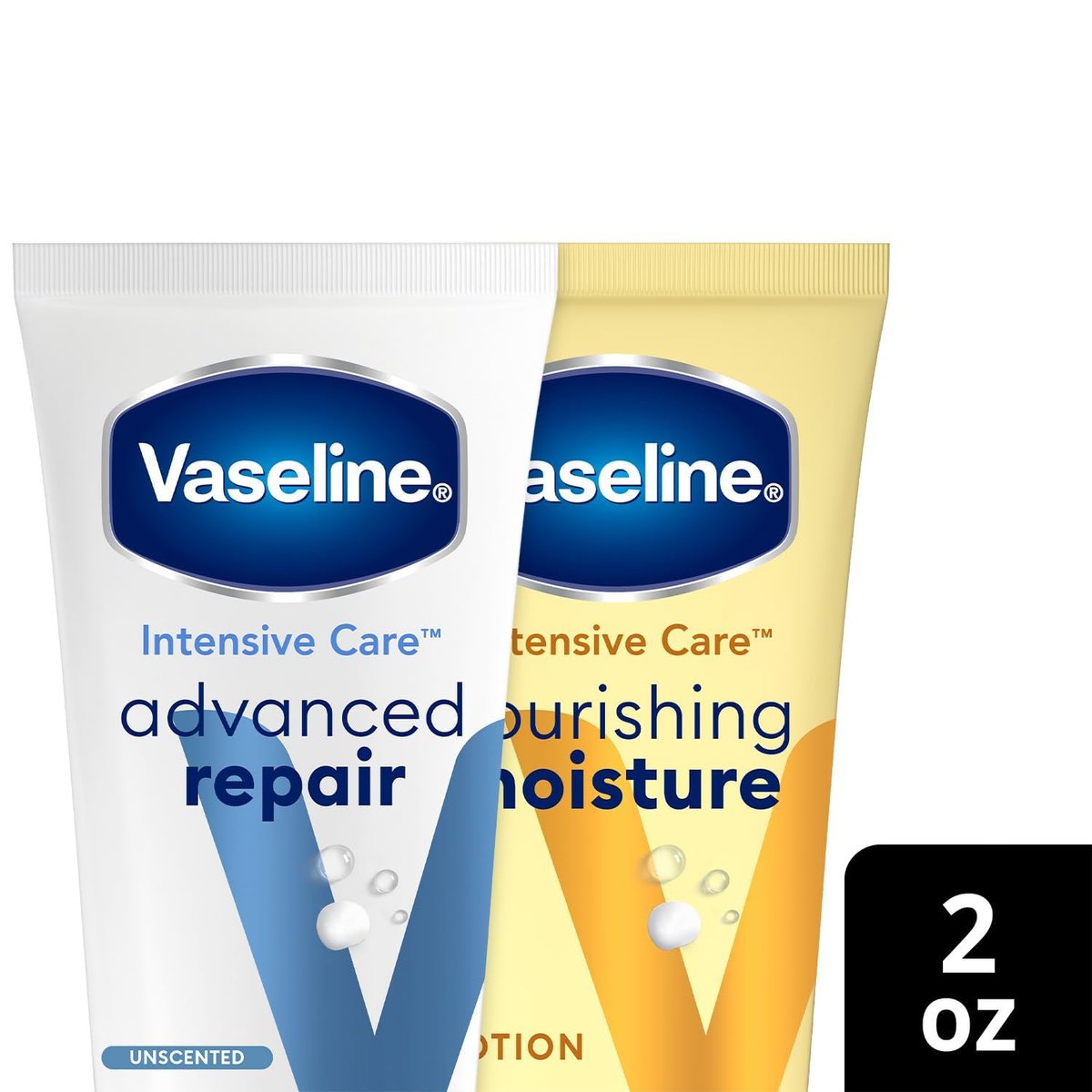Vaseline Intensive Care Lotion Bundle – Advanced Repair Unscented & Nourishing Moisture for Extremely Dry Skin, 2 oz Each (2-Piece Set) - görsel 5