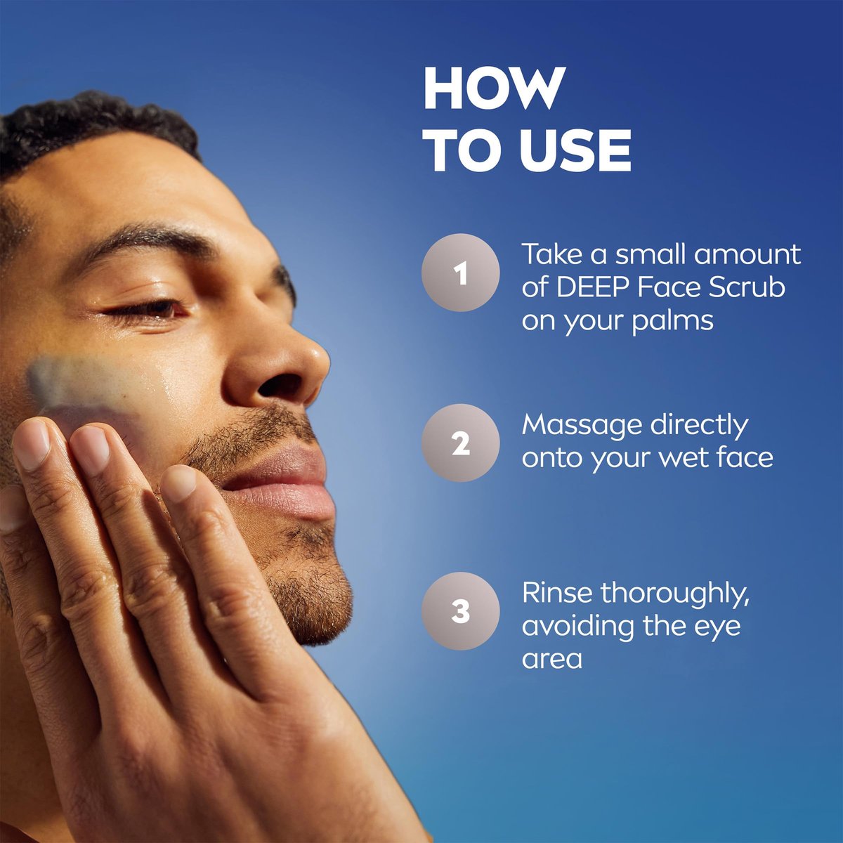 NIVEA MEN Deep Clean Face Wash and Scrub with Natural Charcoal, Exfoliating Face Wash for Men, Removes Excess Oil, Dirt and Impurities, Beard Friendly, 2.5 Fl Oz Tube (Pack of 3) Avelisse