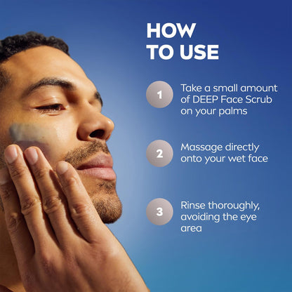 NIVEA MEN Deep Clean Face Wash and Scrub with Natural Charcoal, Exfoliating Face Wash for Men, Removes Excess Oil, Dirt and Impurities, Beard Friendly, 2.5 Fl Oz Tube (Pack of 3) Avelisse