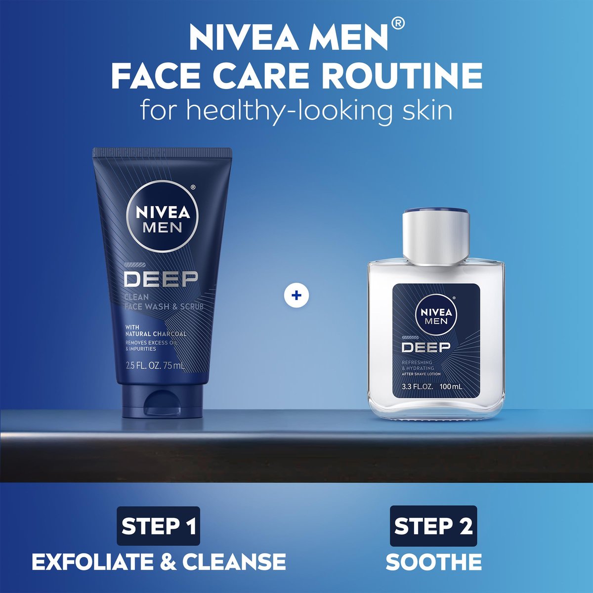NIVEA MEN Deep Clean Face Wash and Scrub with Natural Charcoal, Exfoliating Face Wash for Men, Removes Excess Oil, Dirt and Impurities, Beard Friendly, 2.5 Fl Oz Tube (Pack of 3) Avelisse