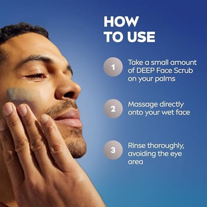 NIVEA MEN Deep Clean Face Wash and Scrub with Natural Charcoal, Exfoliating Face Wash for Men, Removes Excess Oil, Dirt and Impurities, Beard Friendly, 2.5 Fl Oz Tube (Pack of 3) Avelisse