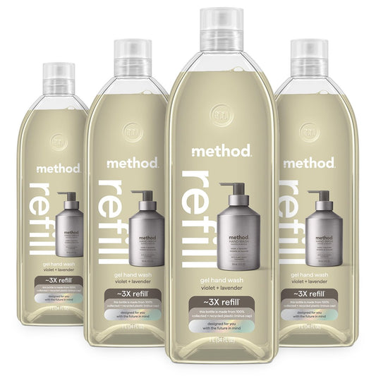 Method Gel Hand Wash Refill, Violet + Lavender, 34 oz (Pack of 4) - Refill Pumps & Save Plastic Avelisse