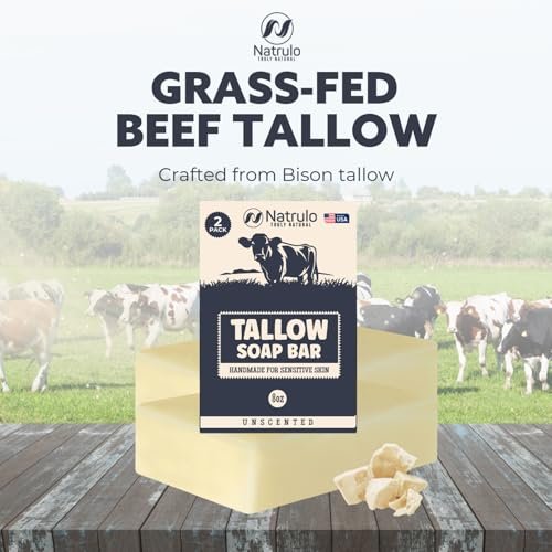 All Natural Grass Fed Beef Tallow Soap Bar – Unscented Moisturizing Face & Body Wash for Eczema, Dry, Itchy, Sensitive Skin – Handcrafted Bath Soap for Adults & Kids, Made in USA (4 oz, 2-Pack) - görsel 4