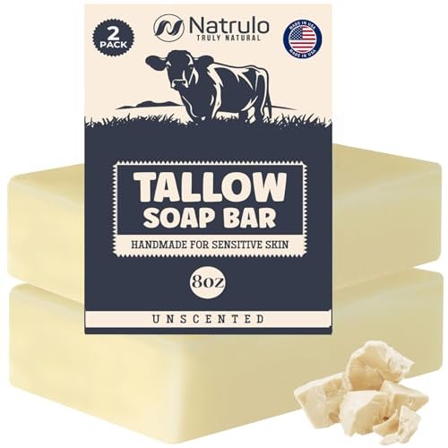 All Natural Grass Fed Beef Tallow Soap Bar – Unscented Moisturizing Face & Body Wash for Eczema, Dry, Itchy, Sensitive Skin – Handcrafted Bath Soap for Adults & Kids, Made in USA (4 oz, 2-Pack) - görsel 2