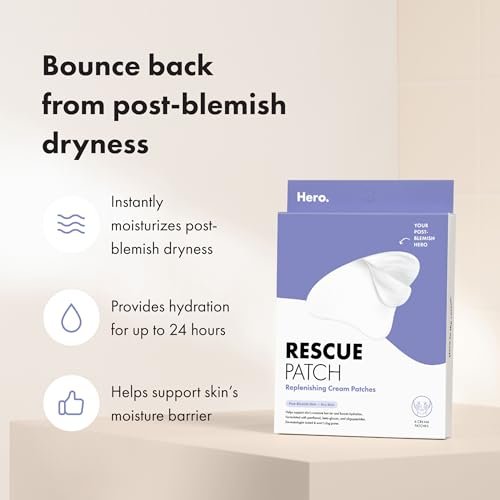 HERO COSMETICS Rescue Patch – Moisturizing Cream Patch for Post-Blemish Skin, 6ct (3 Pairs) Avelisse