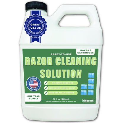 Tillbrook Electric Razor Cleaner - 1 Year Supply - 32 oz Shaver Cleaning Solution - Easy Refill for Braun Clean and Renew Cartridges - Ready to Use Formula for Electric Shavers Avelisse