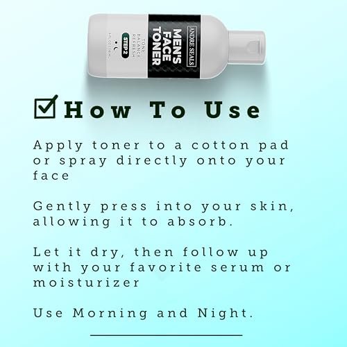 Andre Seals Face Toner for Men – Organic Witch Hazel, Hyaluronic Acid & Green Tea – Pore Minimizer, Hydrating Toner, Oil Control, Astringent & Face Tightener – 4 Fl Oz - görsel 14