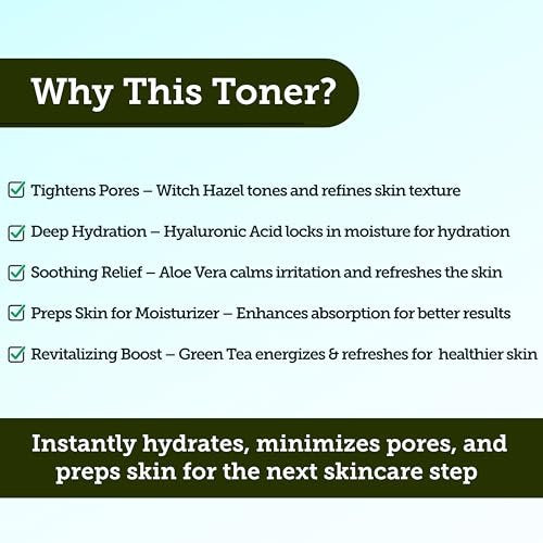 Andre Seals Face Toner for Men – Organic Witch Hazel, Hyaluronic Acid & Green Tea – Pore Minimizer, Hydrating Toner, Oil Control, Astringent & Face Tightener – 4 Fl Oz - görsel 6