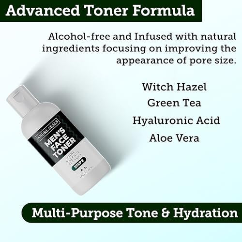 Andre Seals Face Toner for Men – Organic Witch Hazel, Hyaluronic Acid & Green Tea – Pore Minimizer, Hydrating Toner, Oil Control, Astringent & Face Tightener – 4 Fl Oz - görsel 10