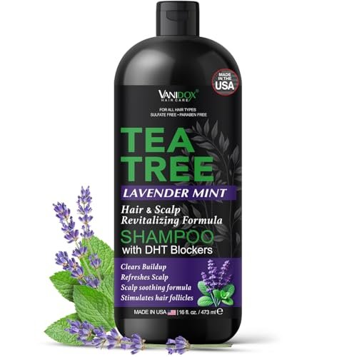 VANIDOX Tea Tree Oil Shampoo with Lavender & Mint - DHT Blocker Blend, Gently Cleanses Scalp, Helps Remove Buildup & Flakes, for Men & Women, Made in USA, 16 fl oz Avelisse