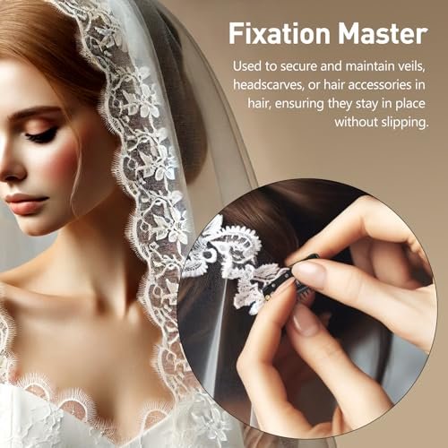 Jaasuee 10 Pcs Safety Pin Snap-Comb Hair Clips - Secure Dupatta, Turban, Scarf, Wedding Veil & Wig Piece - Black Silicone Headscarf Clips with Teeth for Reliable Hold - görsel 8