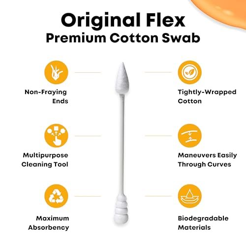 TerpTitans Original Flex Flexible Cotton Swabs 400 Count 2-Pack – Spiral Tip for Max Absorption & Fine Point Tips for Tight Spaces, Zero Plastic Packaging Avelisse