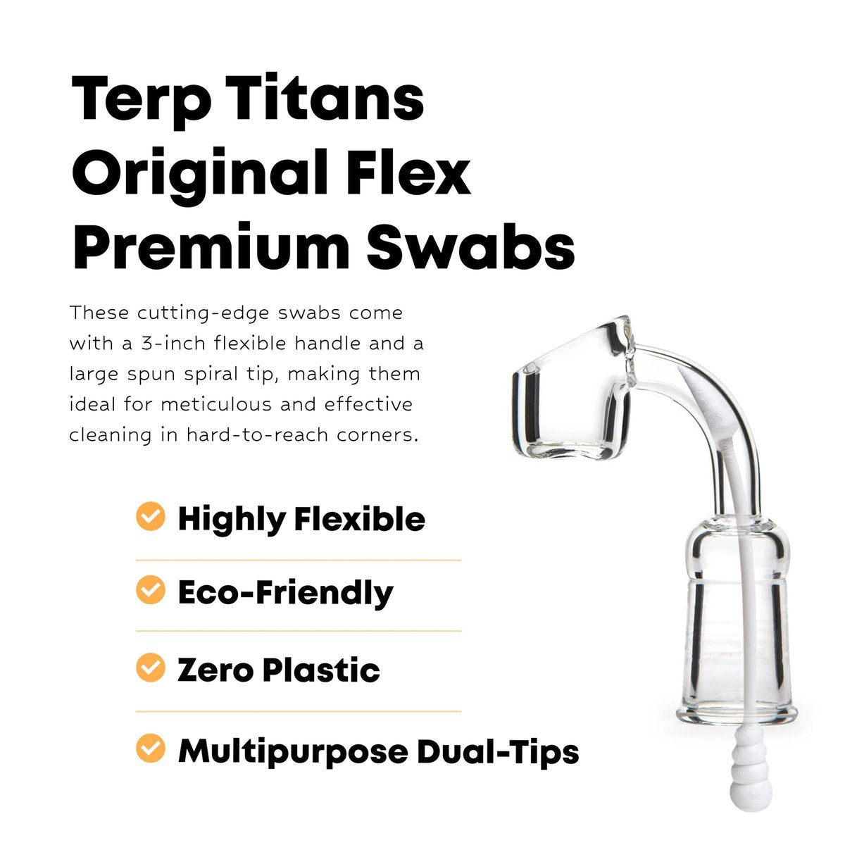 TerpTitans Original Flex Flexible Cotton Swabs 400 Count 2-Pack – Spiral Tip for Max Absorption & Fine Point Tips for Tight Spaces, Zero Plastic Packaging Avelisse