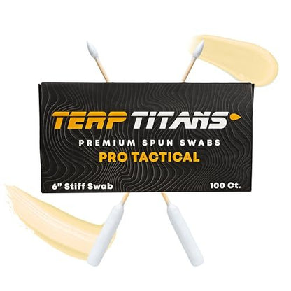 TerpTitans Pro Tactical 6-Inch Bamboo Cotton Swabs – 100 Count Boxes (Pack of 2) – Barrel Tip for Max Absorption, Fine Point Tip for Tight Spaces