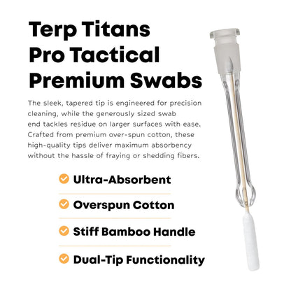 TerpTitans Pro Tactical 6-Inch Bamboo Cotton Swabs – 100 Count Boxes (Pack of 2) – Barrel Tip for Max Absorption, Fine Point Tip for Tight Spaces