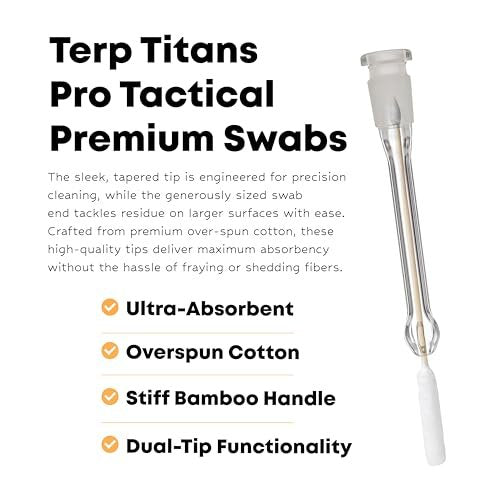 TerpTitans Pro Tactical 6-Inch Bamboo Cotton Swabs – 100 Count Boxes (Pack of 2) – Barrel Tip for Max Absorption, Fine Point Tip for Tight Spaces - görsel 4
