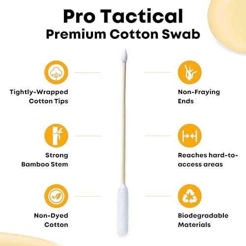TerpTitans Pro Tactical 6-Inch Bamboo Cotton Swabs – 100 Count Boxes (Pack of 2) – Barrel Tip for Max Absorption, Fine Point Tip for Tight Spaces - görsel 8