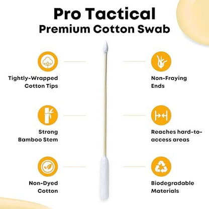 TerpTitans Pro Tactical 6-Inch Bamboo Cotton Swabs – 100 Count Boxes (Pack of 2) – Barrel Tip for Max Absorption, Fine Point Tip for Tight Spaces