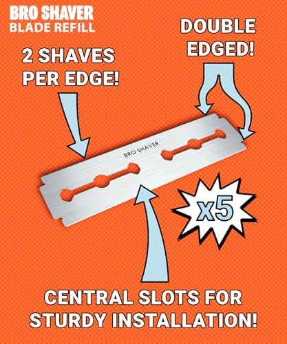 BroShaver Double-Edge Back Hair Shaver Razor Blades - Extra Long Blade Refill Compatible with BroShaver 3.0 & 2.2 (5 Count, Metallic) - görsel 10
