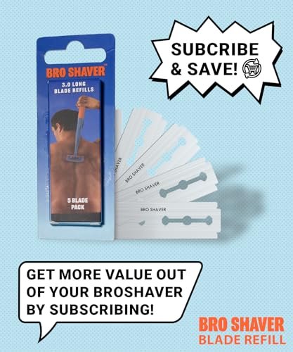 BroShaver Double-Edge Back Hair Shaver Razor Blades - Extra Long Blade Refill Compatible with BroShaver 3.0 & 2.2 (5 Count, Metallic) - görsel 12