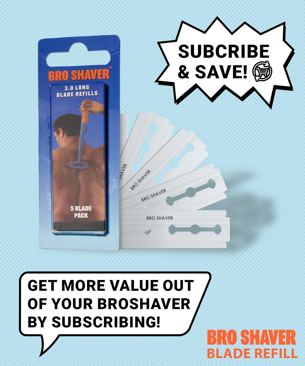 BroShaver Double-Edge Back Hair Shaver Razor Blades - Extra Long Blade Refill Compatible with BroShaver 3.0 & 2.2 (5 Count, Metallic) - görsel 11
