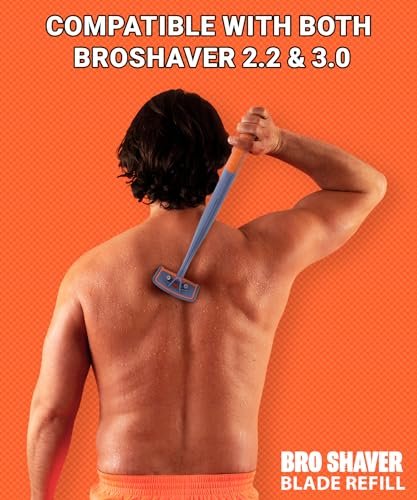 BroShaver Double-Edge Back Hair Shaver Razor Blades - Extra Long Blade Refill Compatible with BroShaver 3.0 & 2.2 (5 Count, Metallic) - görsel 8