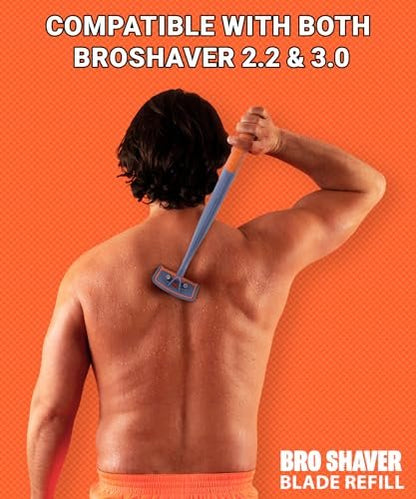 BroShaver Double-Edge Back Hair Shaver Razor Blades - Extra Long Blade Refill Compatible with BroShaver 3.0 & 2.2 (5 Count, Metallic)