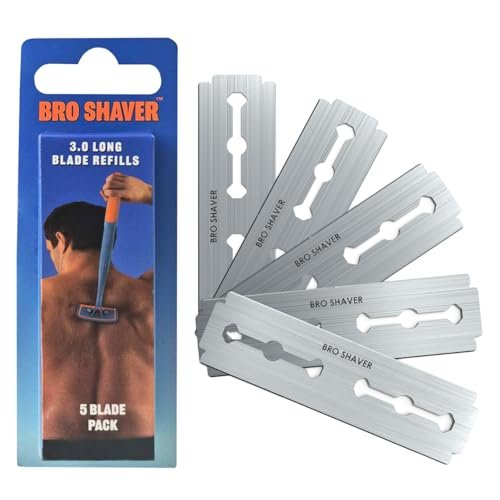 BroShaver Double-Edge Back Hair Shaver Razor Blades - Extra Long Blade Refill Compatible with BroShaver 3.0 & 2.2 (5 Count, Metallic) - görsel 2