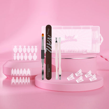 144-Piece Nail Dual Forms for Poly Gel Set – 12 Styles 12 Sizes Full Cover False Nail Tips with Nail Clips, Brush, Files & Cuticle Trimmer by BOMOQING