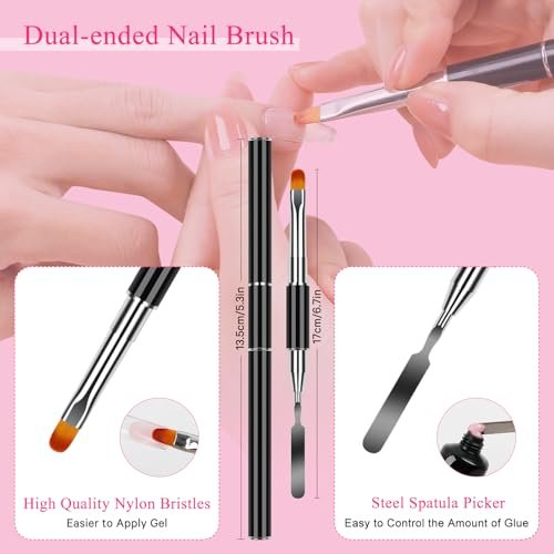 144-Piece Nail Dual Forms for Poly Gel Set – 12 Styles 12 Sizes Full Cover False Nail Tips with Nail Clips, Brush, Files & Cuticle Trimmer by BOMOQING - görsel 8