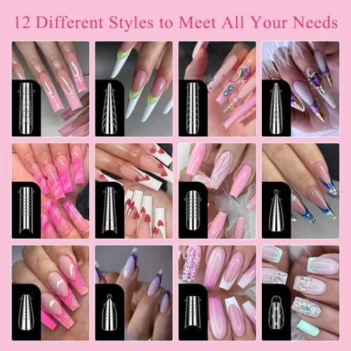 144-Piece Nail Dual Forms for Poly Gel Set – 12 Styles 12 Sizes Full Cover False Nail Tips with Nail Clips, Brush, Files & Cuticle Trimmer by BOMOQING - görsel 6