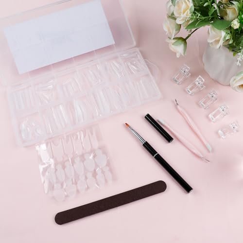 144-Piece Nail Dual Forms for Poly Gel Set – 12 Styles 12 Sizes Full Cover False Nail Tips with Nail Clips, Brush, Files & Cuticle Trimmer by BOMOQING - görsel 16