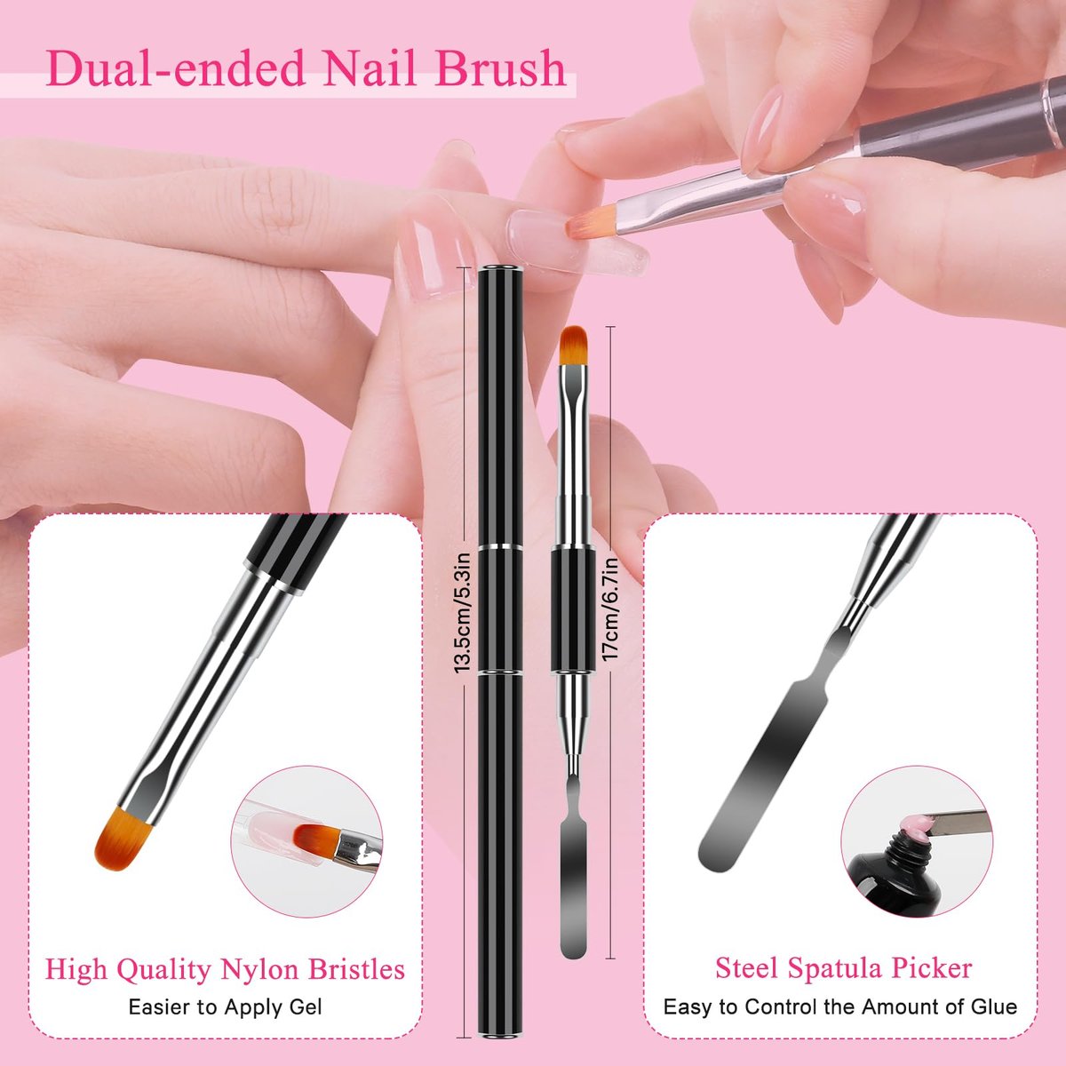 144-Piece Nail Dual Forms for Poly Gel Set – 12 Styles 12 Sizes Full Cover False Nail Tips with Nail Clips, Brush, Files & Cuticle Trimmer by BOMOQING - görsel 7