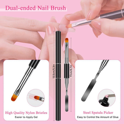 144-Piece Nail Dual Forms for Poly Gel Set – 12 Styles 12 Sizes Full Cover False Nail Tips with Nail Clips, Brush, Files & Cuticle Trimmer by BOMOQING