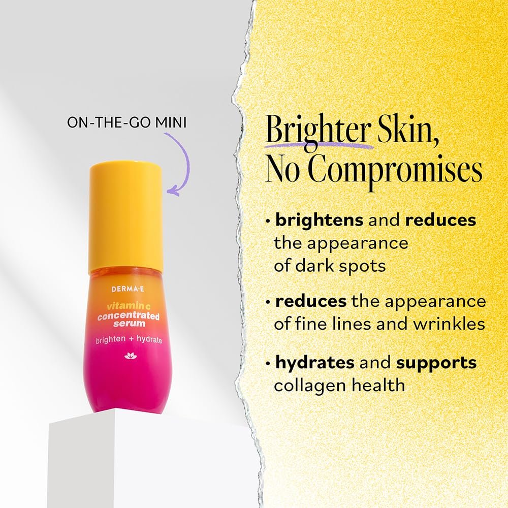 DERMA E Vitamin C Concentrated Serum with Hyaluronic Acid & Vitamin E – Antioxidant-Rich Firming & Brightening Facial Serum, 1 oz Avelisse