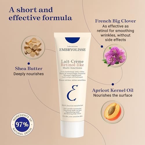 Embryolisse Lait-Crème Retinol Alternative Anti-Aging Face Moisturizer & Makeup Primer - Reduces Fine Lines & Wrinkles, 2.54 Fl Oz Avelisse