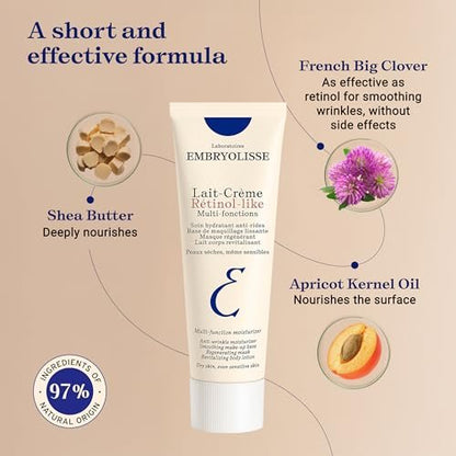 Embryolisse Lait-Crème Retinol Alternative Anti-Aging Face Moisturizer & Makeup Primer - Reduces Fine Lines & Wrinkles, 2.54 Fl Oz Avelisse