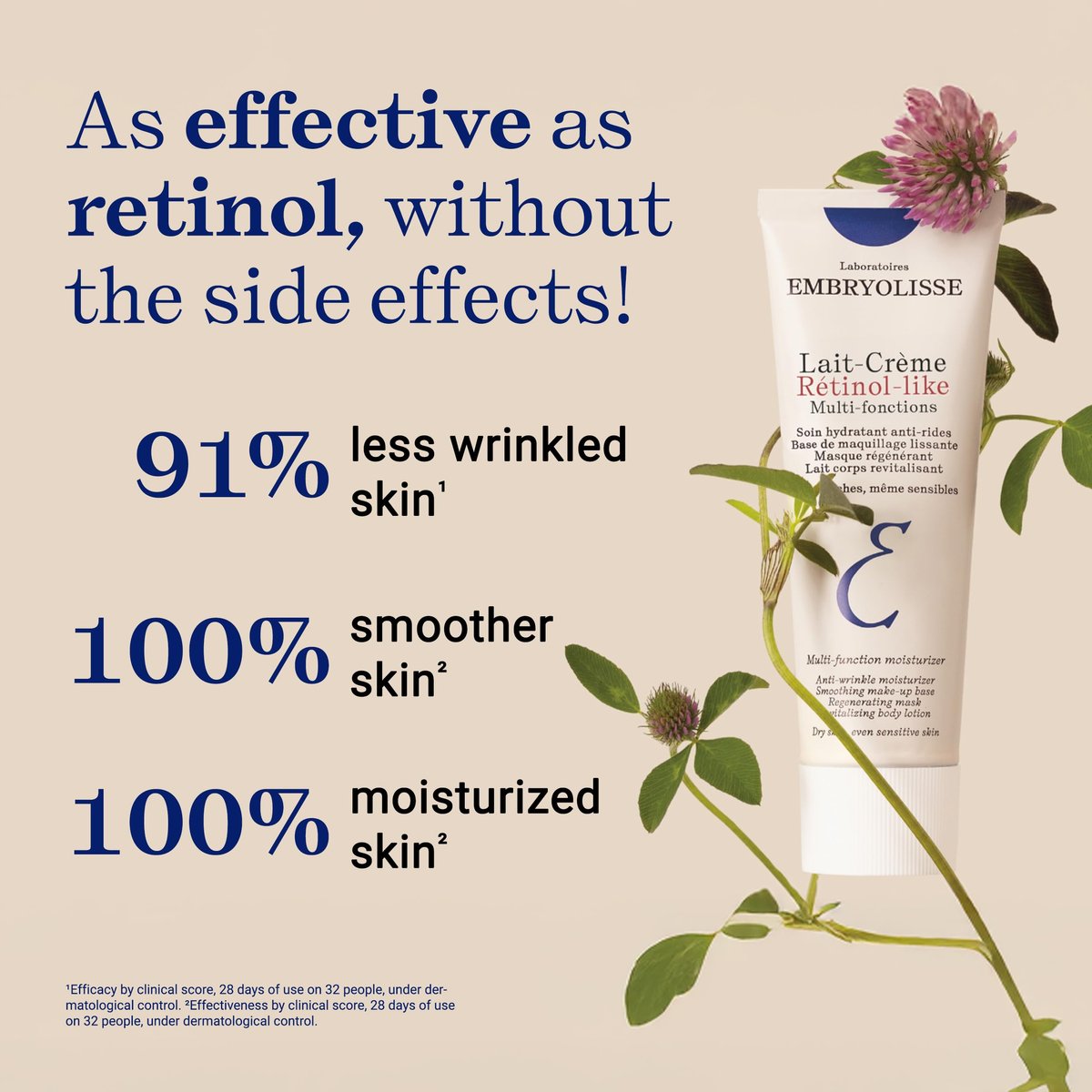Embryolisse Lait-Crème Retinol Alternative Anti-Aging Face Moisturizer & Makeup Primer - Reduces Fine Lines & Wrinkles, 2.54 Fl Oz Avelisse
