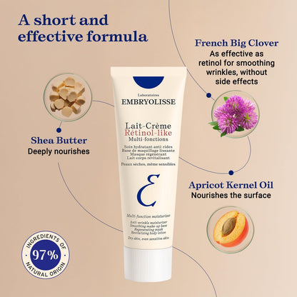 Embryolisse Lait-Crème Retinol Alternative Anti-Aging Face Moisturizer & Makeup Primer - Reduces Fine Lines & Wrinkles, 2.54 Fl Oz Avelisse