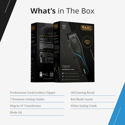 Wahl Professional 5-Star Vapor Clipper with F32 Fadeout Adjustable Balding Blade – Cord/Cordless, Adaptable Speed Control Avelisse