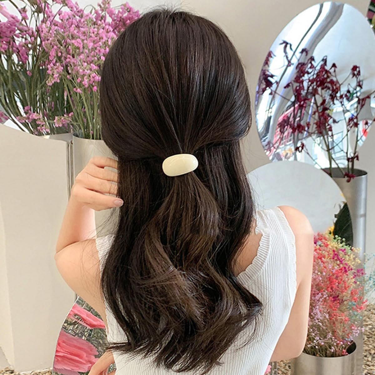 5 Pack Decorative Hair Ties Acrylic Semi-Arc Ponytail Holders - Elastic Hair Bands for Women & Girls - görsel 9